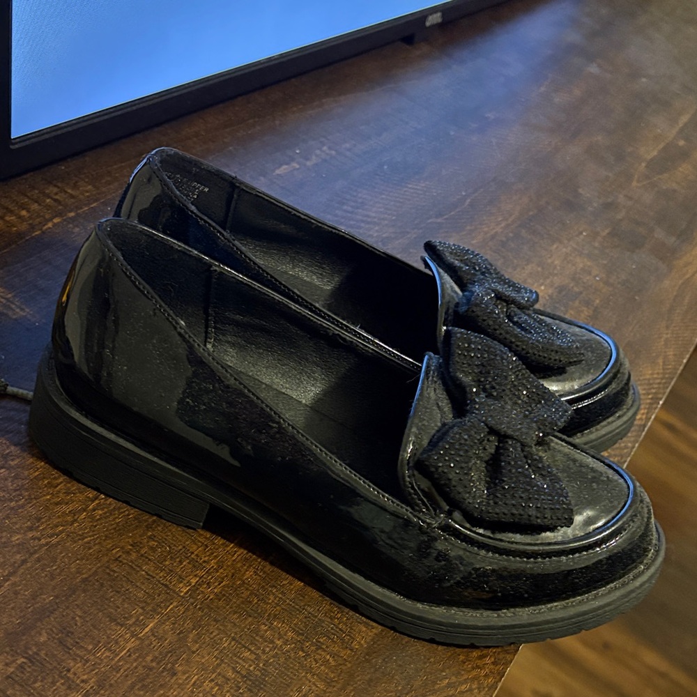 MIA Black Patent Loafers with Bow